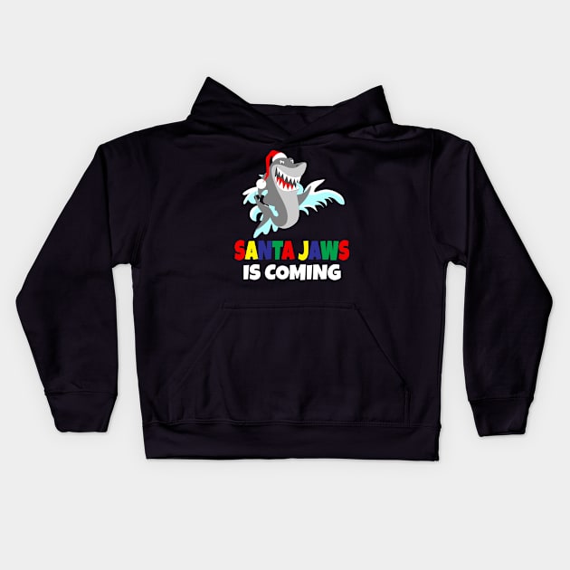 Santa jaws is coming Kids Hoodie by Work Memes